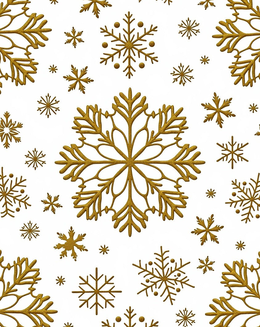 Golden Snowflake Scatter Holiday Decor Rug