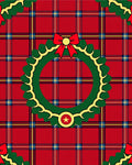 Festive Red Plaid Christmas Wreath Rug