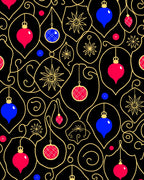 Crimson Blue Festive Ornament Swirl Rug