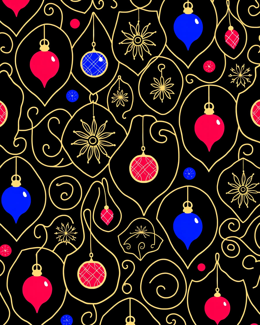 Crimson Blue Festive Ornament Swirl Rug