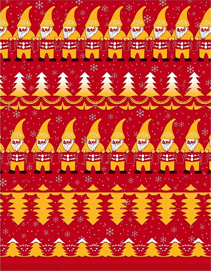 Red Yellow Gnome Snowflake Christmas Trees Rug