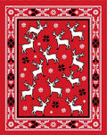 Red White Reindeer Winter Holiday Rug
