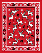 Red White Reindeer Winter Holiday Rug