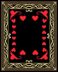 Red Hearts Black Gold Card Frame Rug