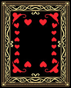 Red Hearts Black Gold Card Frame Rug
