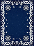 Frosted Navy Snowflake Border Rug