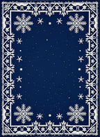Frosted Navy Snowflake Border Rug