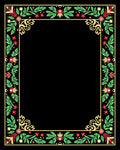 Festive Red Green Floral Border Rug