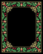 Festive Red Green Floral Border Rug
