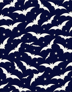 Navy Blue Flying Bats Starry Night Rug