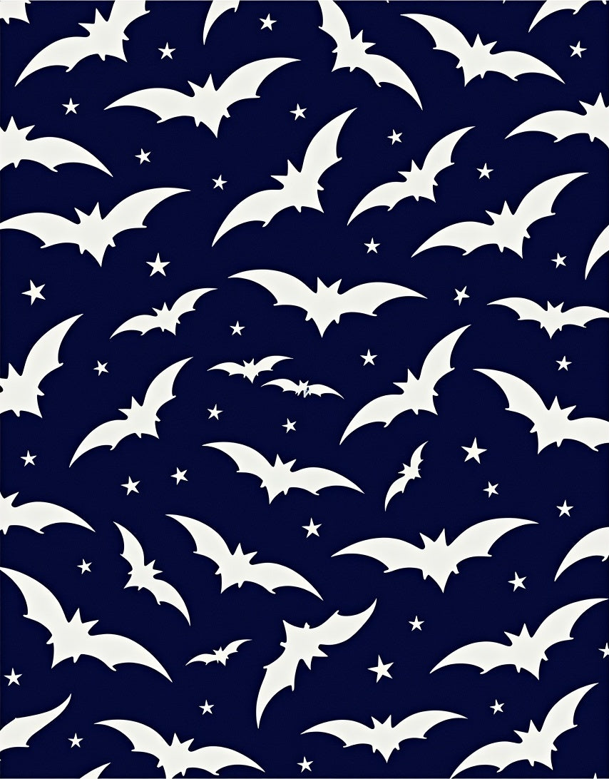 Navy Blue Flying Bats Starry Night Rug