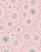 Soft Pink Floral Vine Medallion Rug