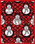 Cute Red Snowman Holiday Medallion Rug