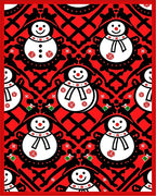Cute Red Snowman Holiday Medallion Rug