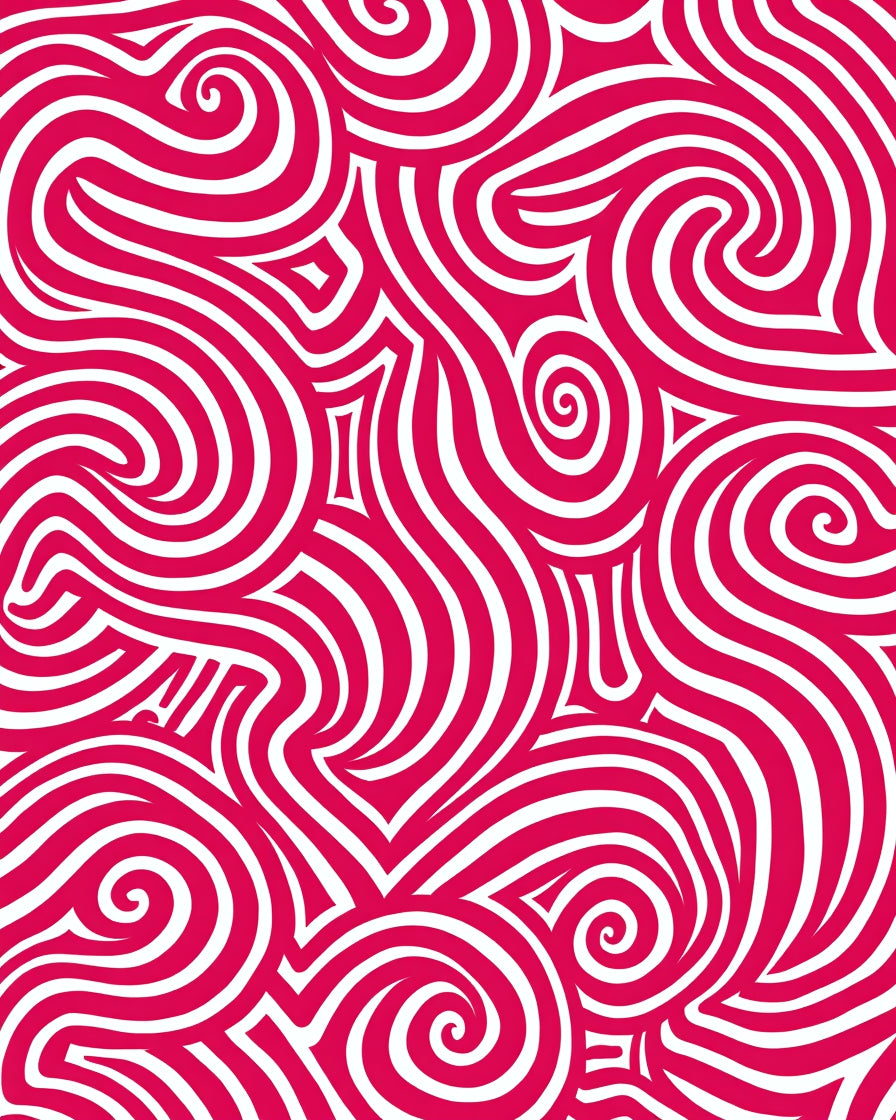 Vibrant Crimson Swirl Flow Rug