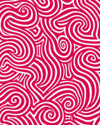 Vibrant Crimson Swirl Flow Rug