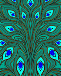 Teal Blue Peacock Feather Medallion Rug