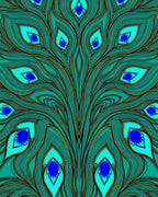 Teal Blue Peacock Feather Medallion Rug