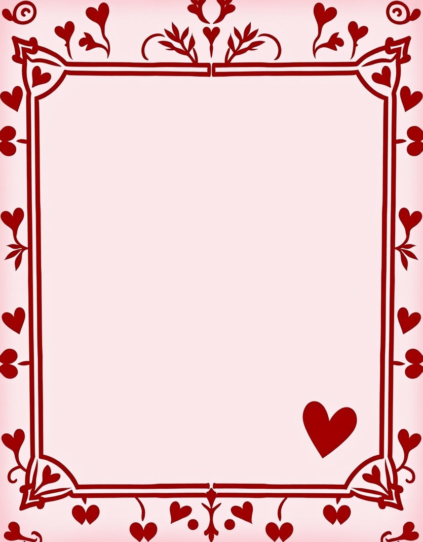 Crimson Heart Border Vintage Romance Rug
