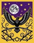Yellow Crow Moon Stars Art Rug