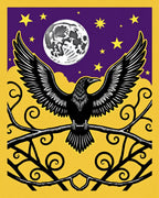 Yellow Crow Moon Stars Art Rug