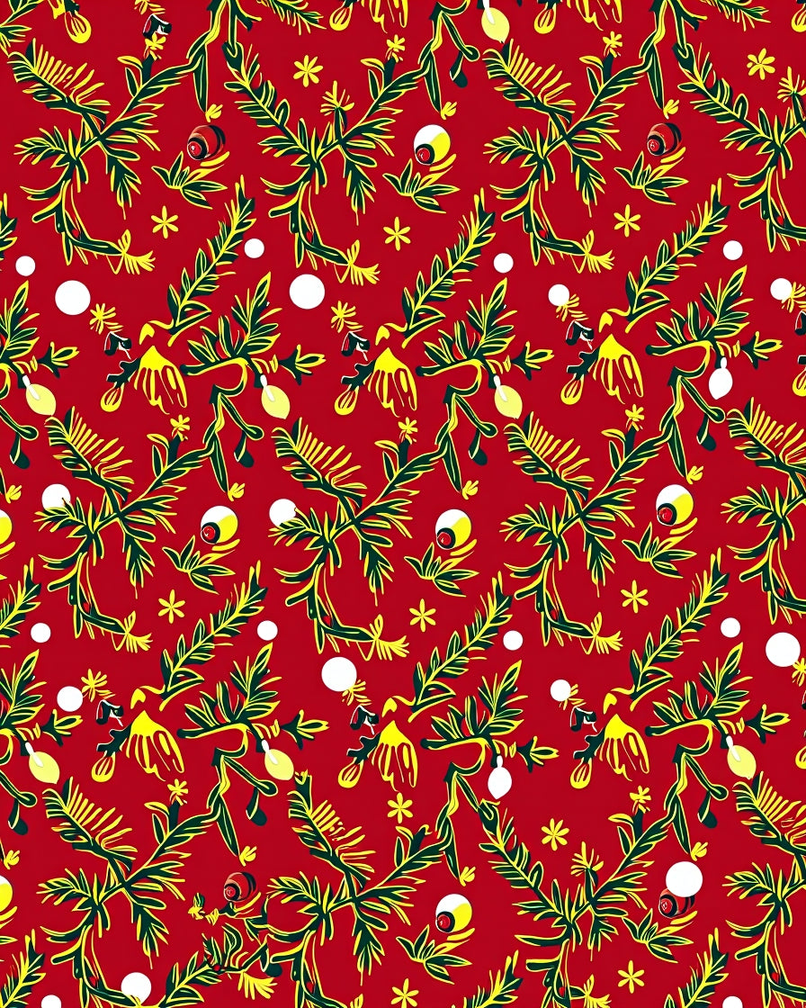 Whimsical Red Floral Vine Balls Rug