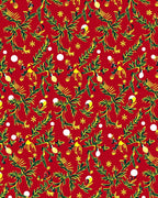 Whimsical Red Floral Vine Balls Rug
