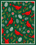 Red Cardinals With Festive Green Background Rug