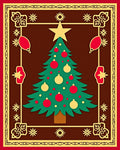 Festive Christmas Tree Red Gold Collage Rug
