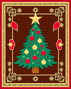 Festive Christmas Tree Red Gold Collage Rug