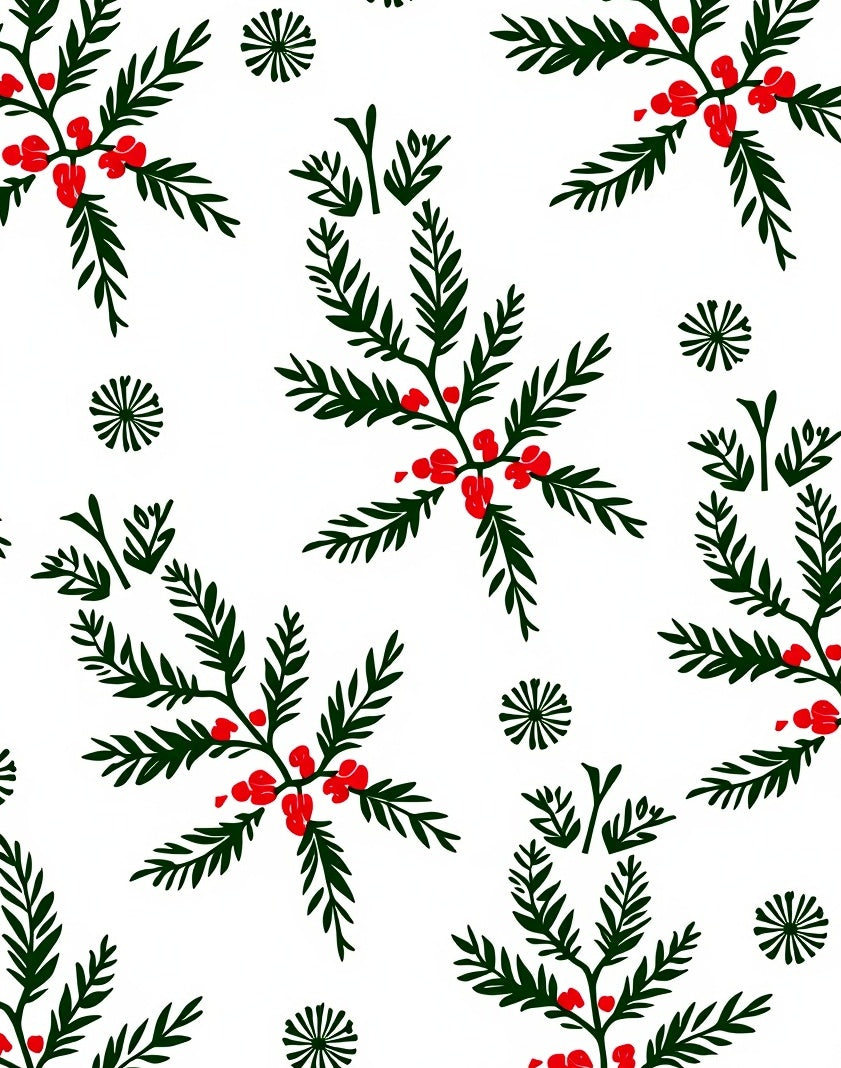 Green Evergreen Berry Sprig Cluster Rug