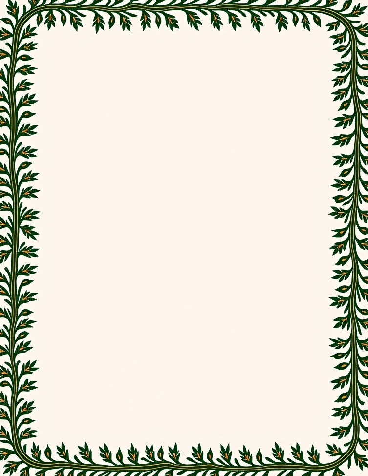 Green Leaf Vine Border Rug