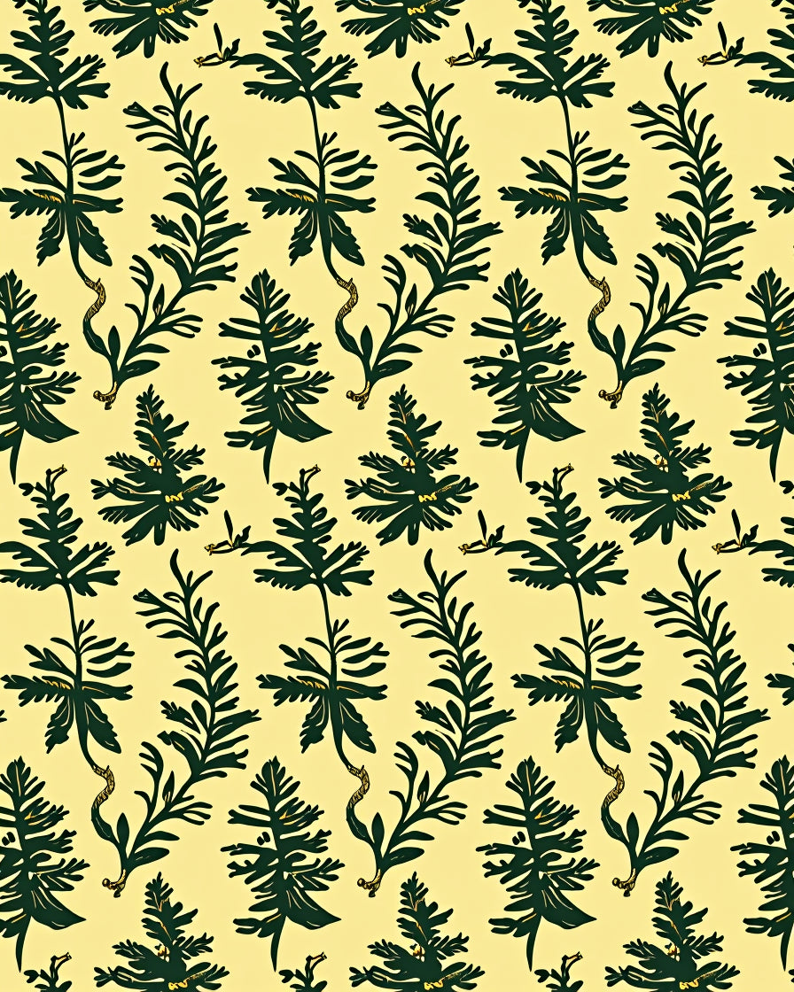 Dark Green Fern Botanical Background Rug