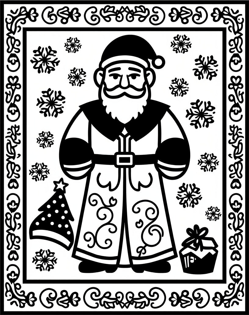 Joyful Santa Snowflake Christmas Tree Gift Rug