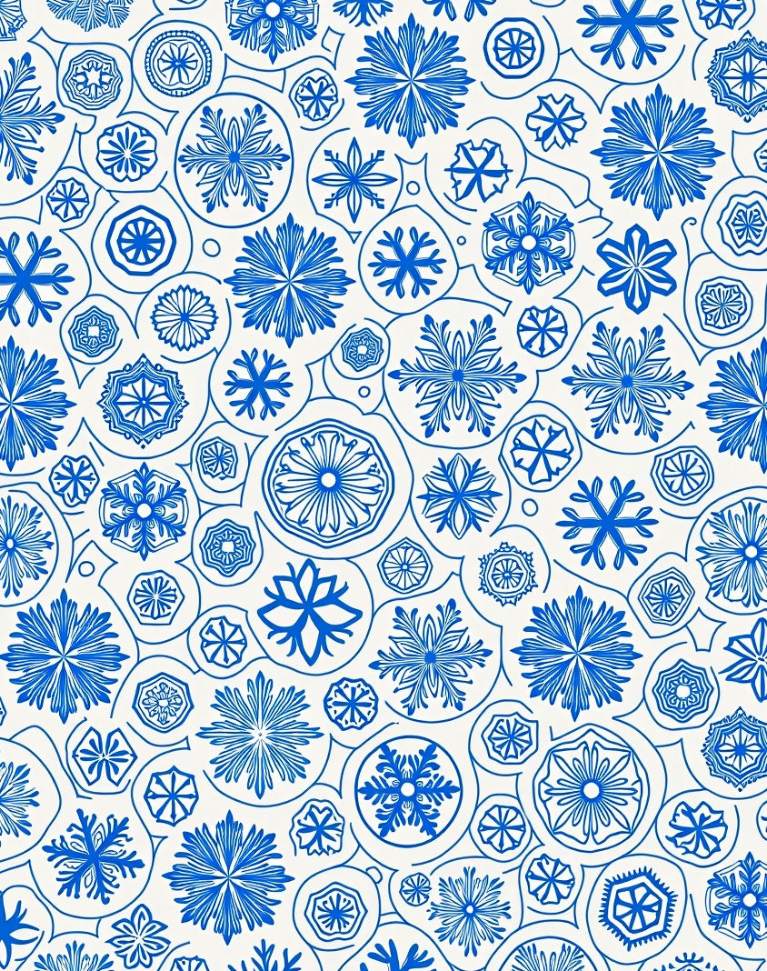 Blue Snowflake Medallion Collage Rug