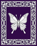 Elegant Purple Butterfly Ornamental Border Rug