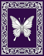 Elegant Purple Butterfly Ornamental Border Rug