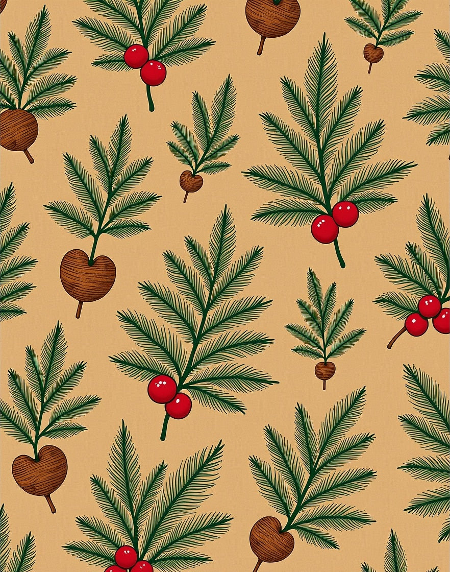 Woodland Pineberry Branch Repeating Rug