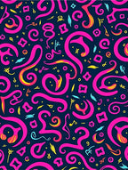 Abstract Pink Swirls Yellow Accents Rug