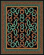 Aqua Teal Orange Celtic Knots Border Rug