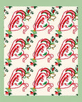 Whimsical Red Green Floral Swirl Rug