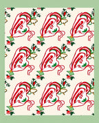 Whimsical Red Green Floral Swirl Rug