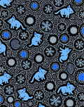 Cute Blue Cats Snowflake Circles Rug