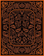 Bold Orange Organic Scrollwork Medallion Rug