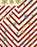 Crimson Snowflakes on Beige Stripes Rug