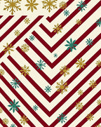 Crimson Snowflakes on Beige Stripes Rug