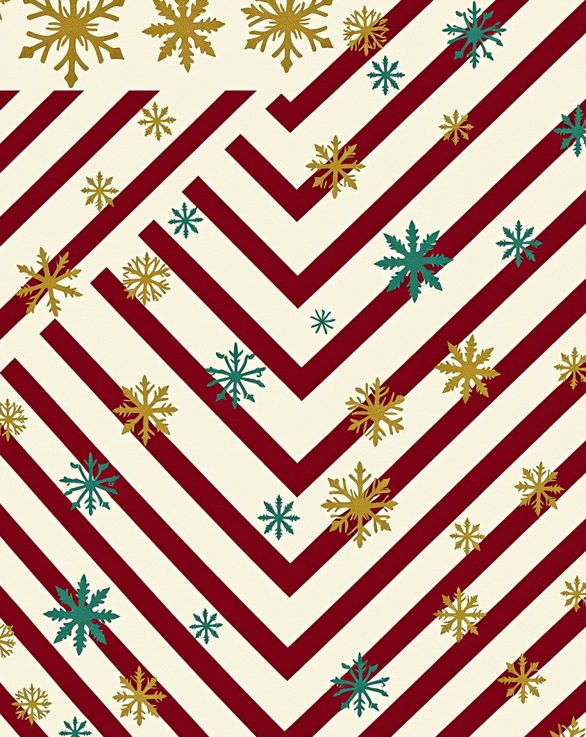 Crimson Snowflakes on Beige Stripes Rug