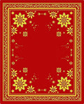 Golden Sunburst Bordered Red Rug