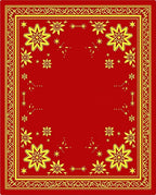 Golden Sunburst Bordered Red Rug