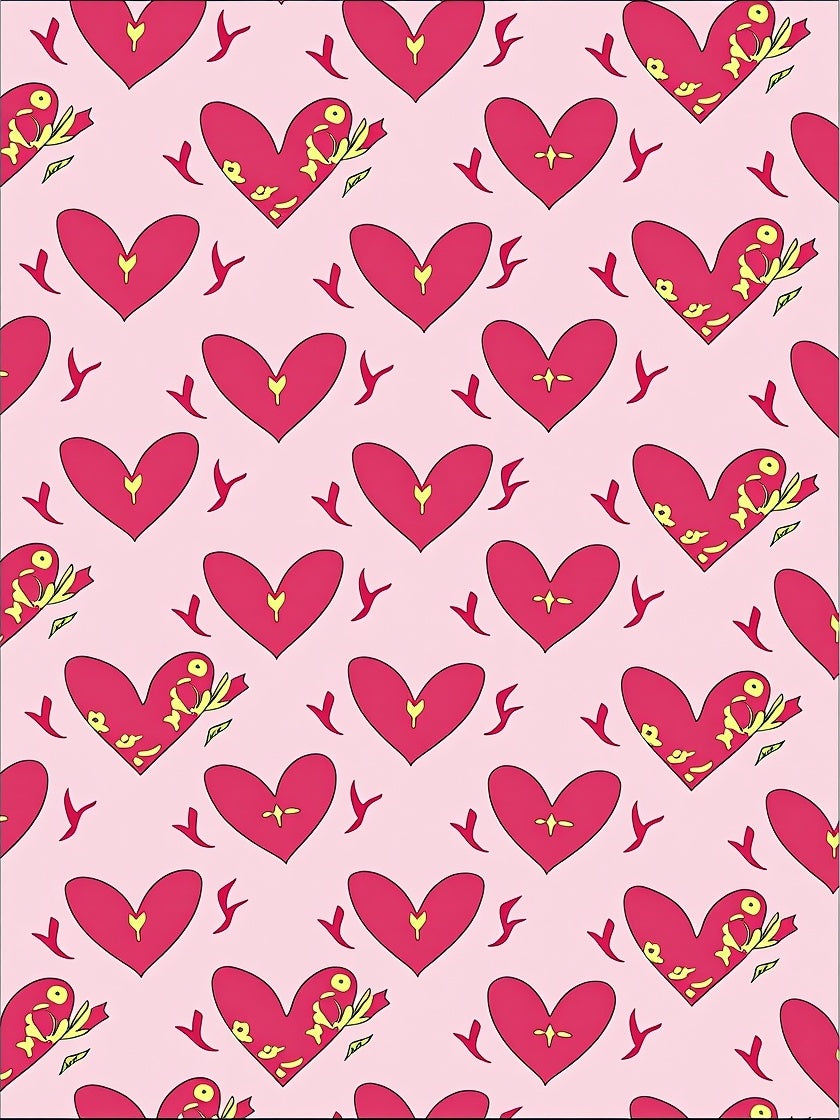Pink Hearts And Scarlet Accents Rug